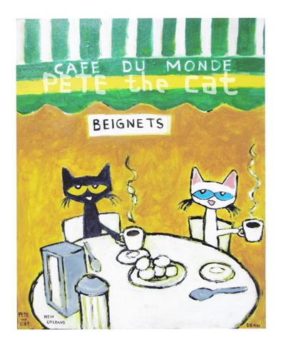 Pete & Pal at Cafe Du Monde yellow bkgd