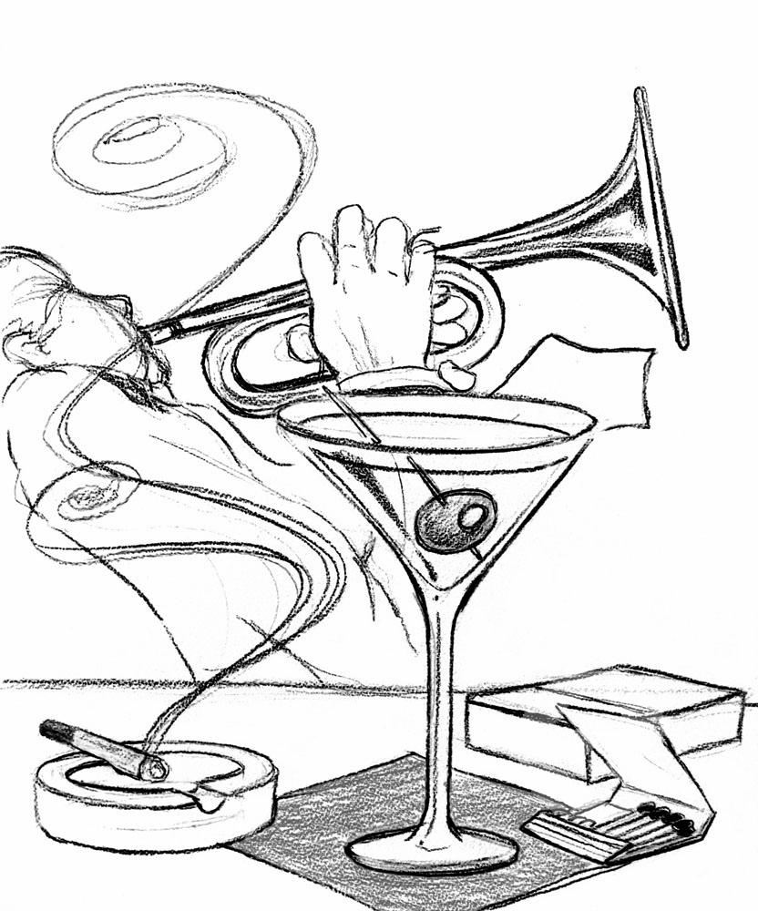 オリジナル自作絵 絵画 sawatari_doodles【Trumpet】 Trumpet Sketch
