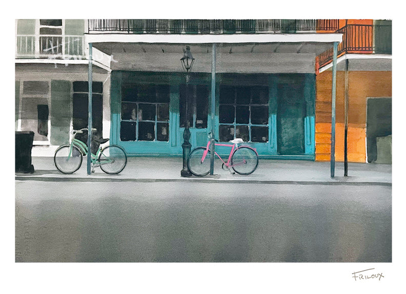 Blue Building and Bikes by Sean Friloux