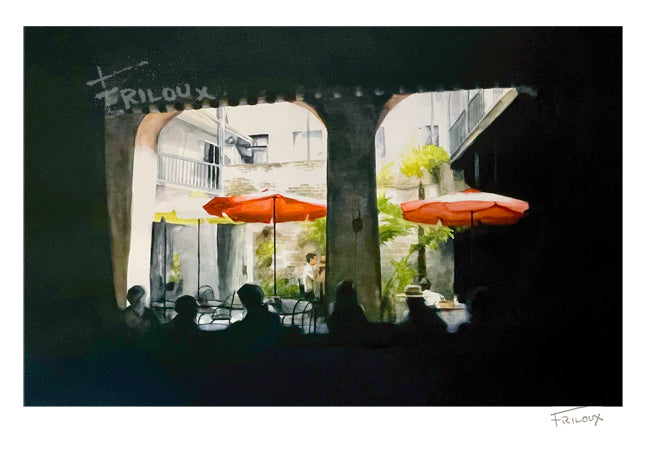 Napoleon House Courtyard & Red Umbrellas by Sean Friloux